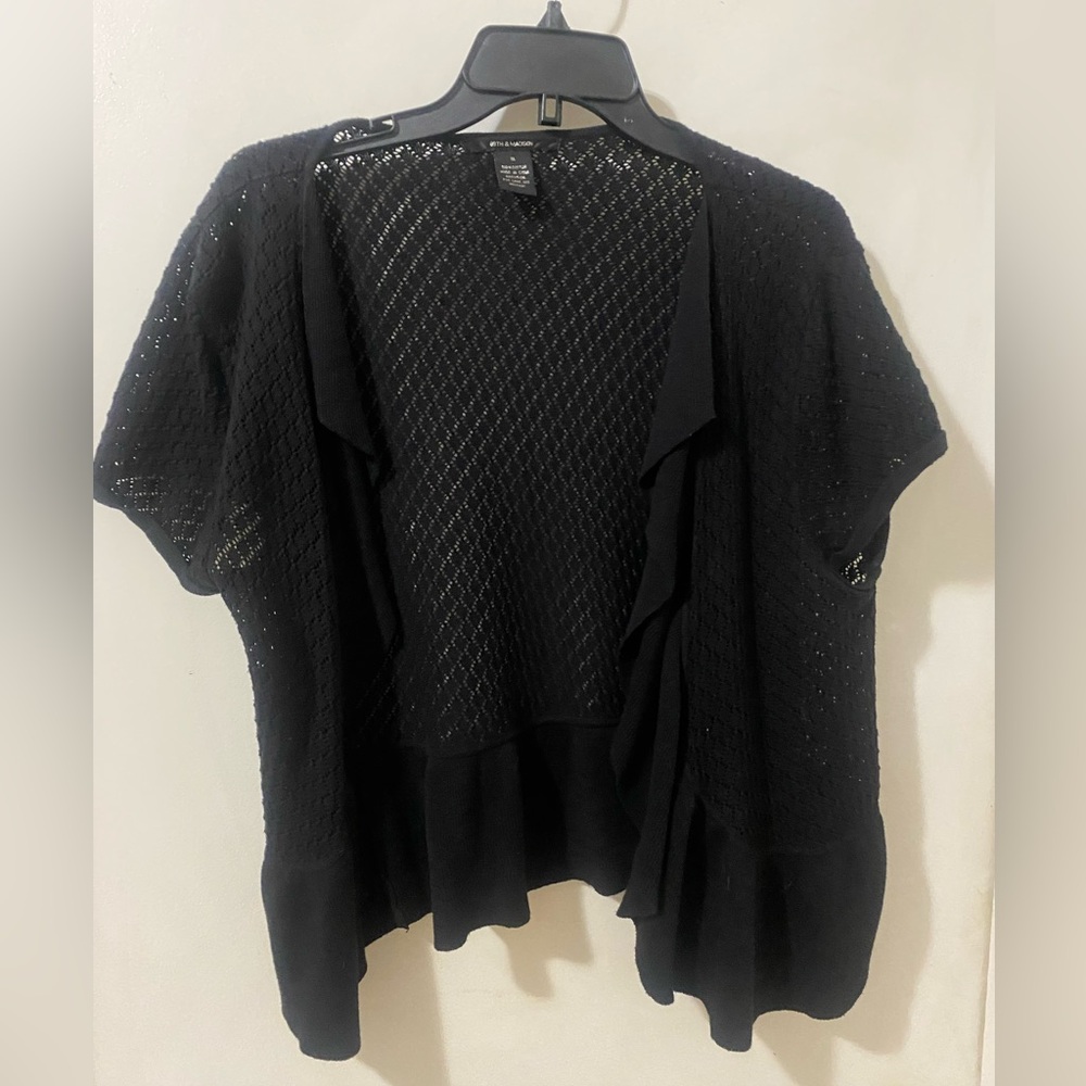 89th & Madison Women's Black Open-Front Shrug Sweater